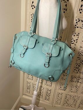 Prada turquoise Leather Double-Handle Tote